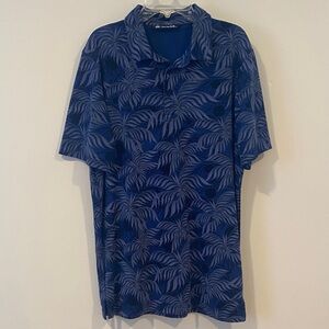 Travis Mathew Blue Leaf Pattern Polo